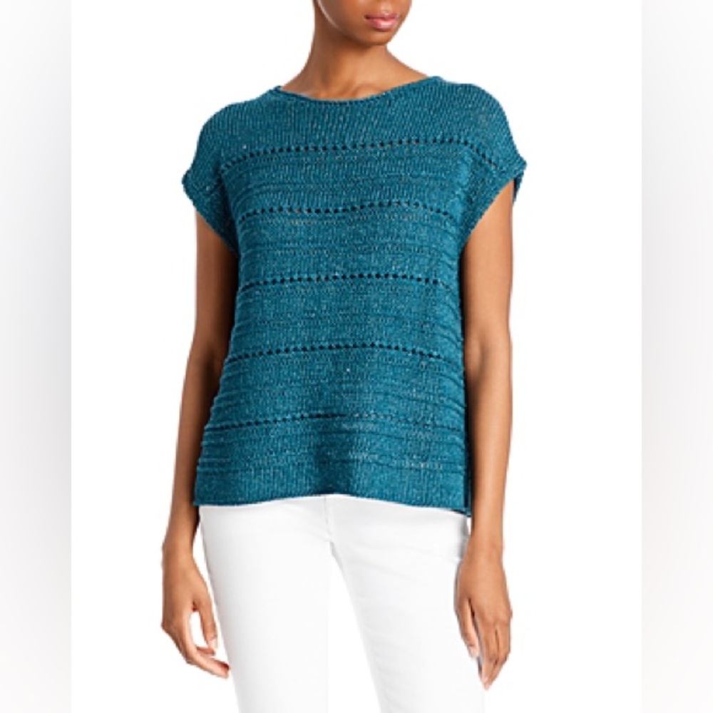 Lafayette 148 New York Blue Knit Blouse